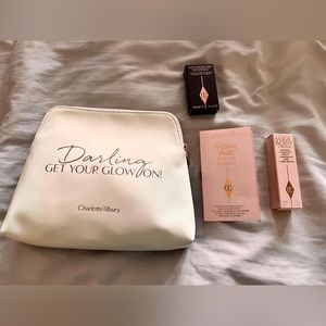 charlotte tilbury makeup bag & matte lipstick & push up lashes, magic body cream